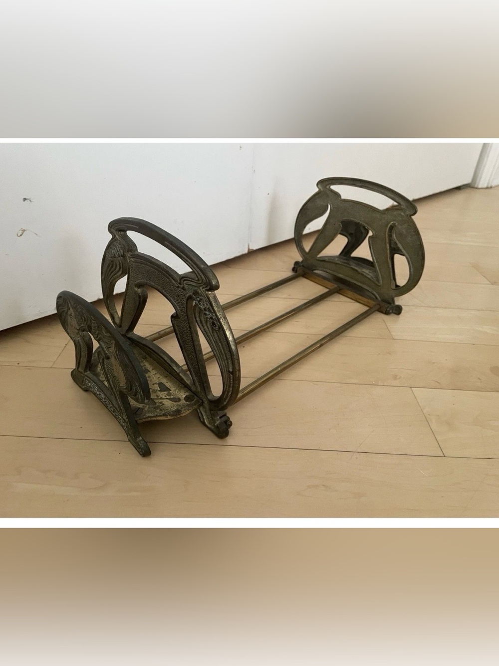 Vintage Art Nouveau Ladies Lady Metal Book Rack Letter Paper Holder Judd Style